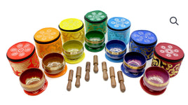 Set of Seven Chakra Silk Case Singing Bowls