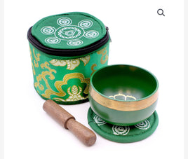 Chakra Silk Case Singing Bowl – Green/Heart