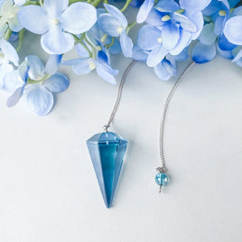 AQUA AURA QUARTZ CRYSTAL FACETED PENDULUM