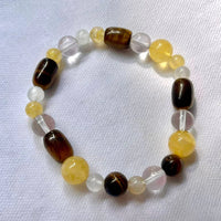 Charged Citrine, Tigers Eye,Clear Quartz Bracelet