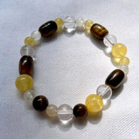 Charged Citrine, Tigers Eye,Clear Quartz Bracelet