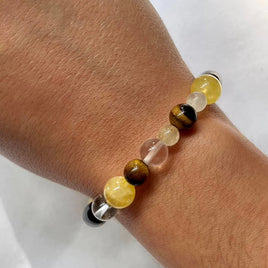 Charged Citrine, Tigers Eye,Clear Quartz Bracelet