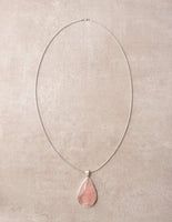 Rose Quartz Teardrop Pendant Necklace