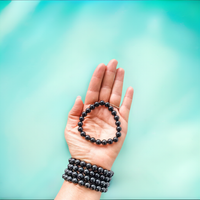 BLACK TOURMALINE CRYSTAL STONE STRETCH BRACELET-8MM