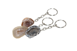 Raw Agate Geode Keychain