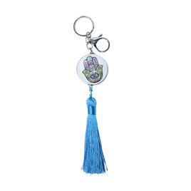 Tassel Keychain – Blue Hamsa