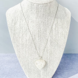 CITRINE CRYSTAL HEART STONE SILVER NECKLACE