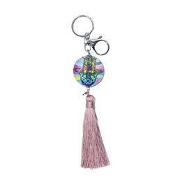 Tassel Keychain – Pink Hamsa