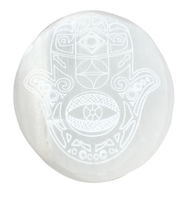 Selenite Hamsa Palm Stone