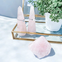 ROSE QUARTZ CRYSTAL RING STAND HOLDER