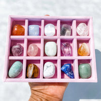 CHARGED TUMBLED STONES CRYSTAL COLLECTOR’S BOX OF 15