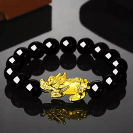 Charged Black Onyx Bracelet with 14k Plated Gold