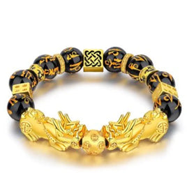 Charged Obsidian & Gold Bracelet