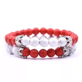 Charged Red Jasper & Howlite Bracelet Set