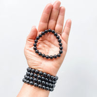 BLACK TOURMALINE CRYSTAL STONE STRETCH BRACELET-8MM