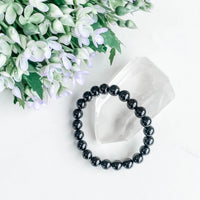 BLACK TOURMALINE CRYSTAL STONE STRETCH BRACELET-8MM